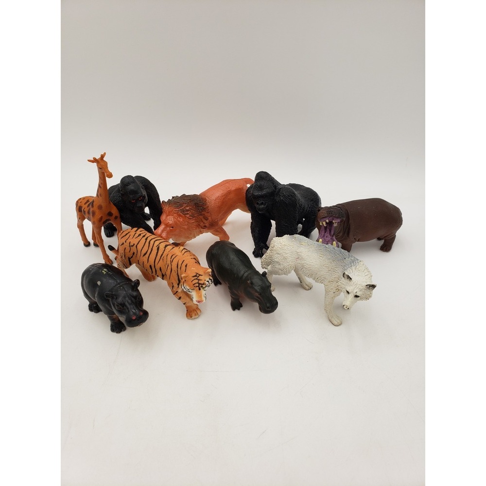 Plastic Zoo Animals Lot 9 Toys Safari Ltd Papo & Unbranded Gorilla Wolf‎ Tiger